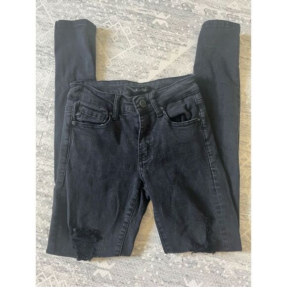 KanCan Womens Jeans KC6040BK Black Skinny Distressed High Rise Size 0/23 - Picture 1 of 7